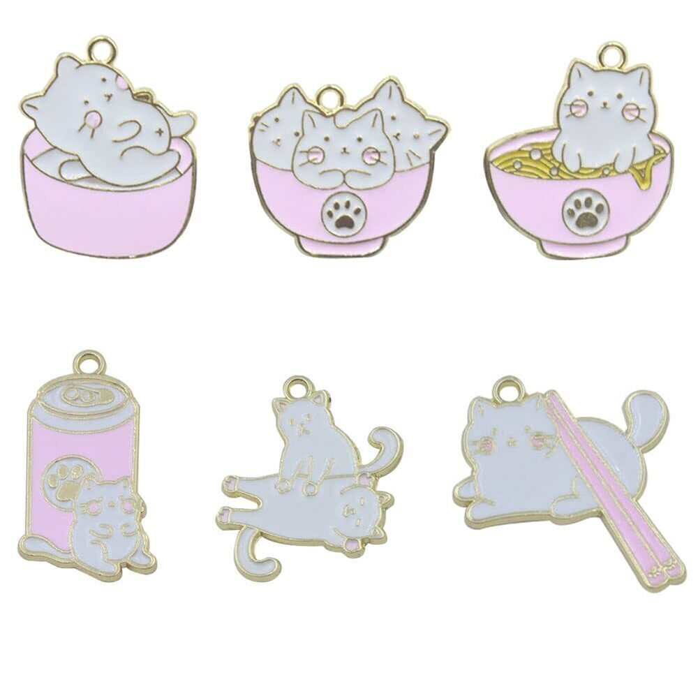 6405 Cute Cat Charms Enamel Cartoon Cat Charms Pendant 30 Pcs